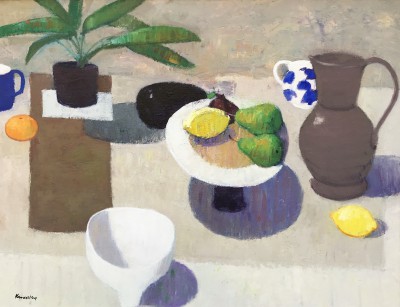 JOHN KINGSLEY - still life with blue and white jug
